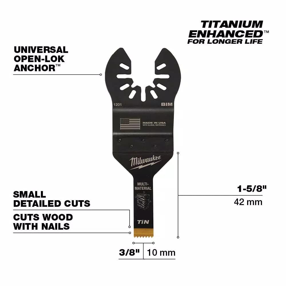 Milwaukee OPEN-LOK 3/8 in. Titanium Bi-Metal Universal Oscillating Multi-Tool Blade