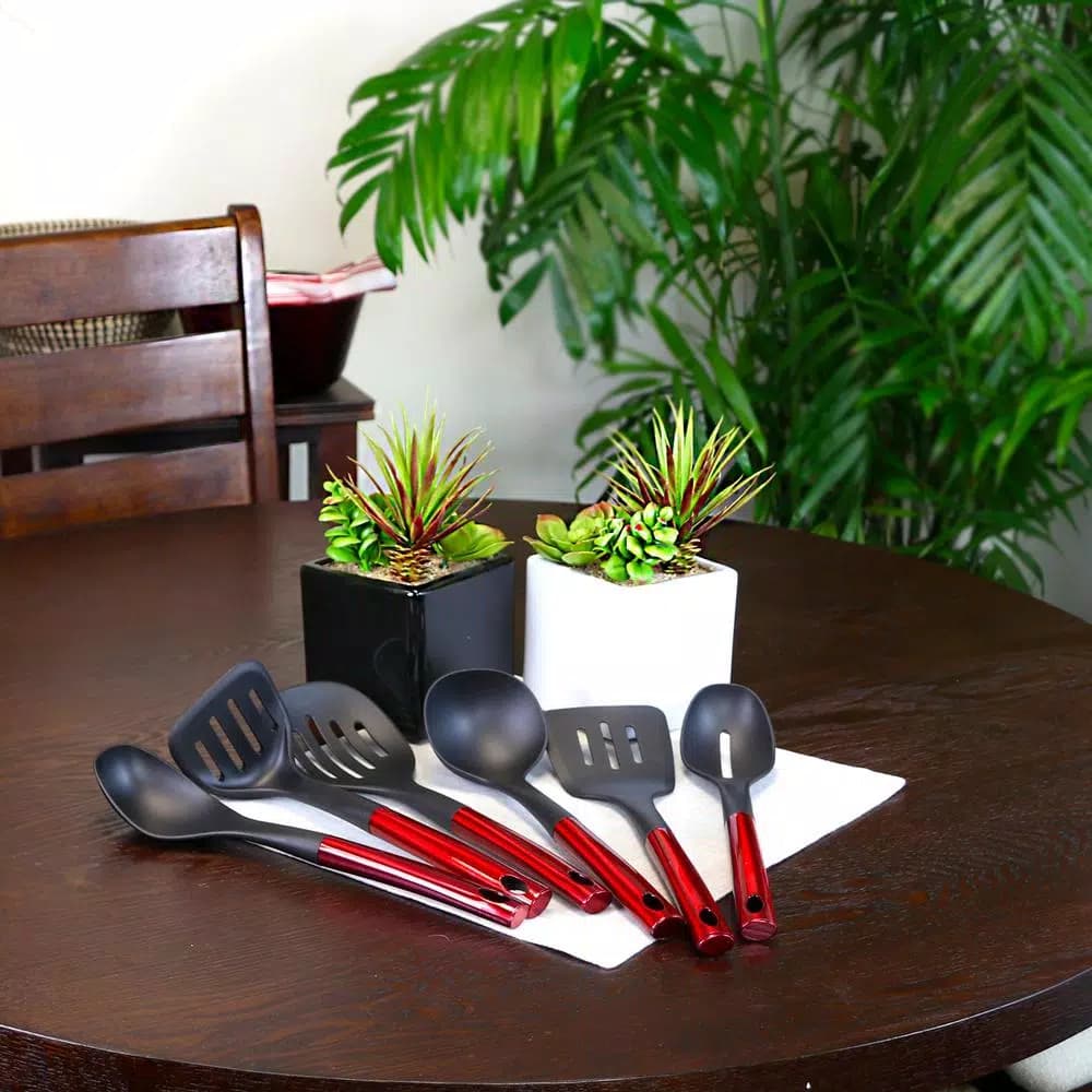 Better Chef 6-Piece Nylon and Stainless Steel Kitchen Utensil Set, Red