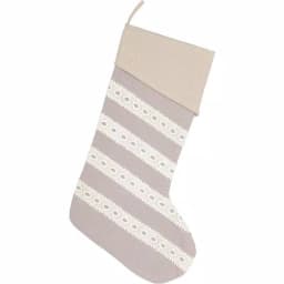 VHC Brands 20 in. Grey Margot Farmhouse Christmas Stocking with Diamond Pattern Lace thumbnail 1