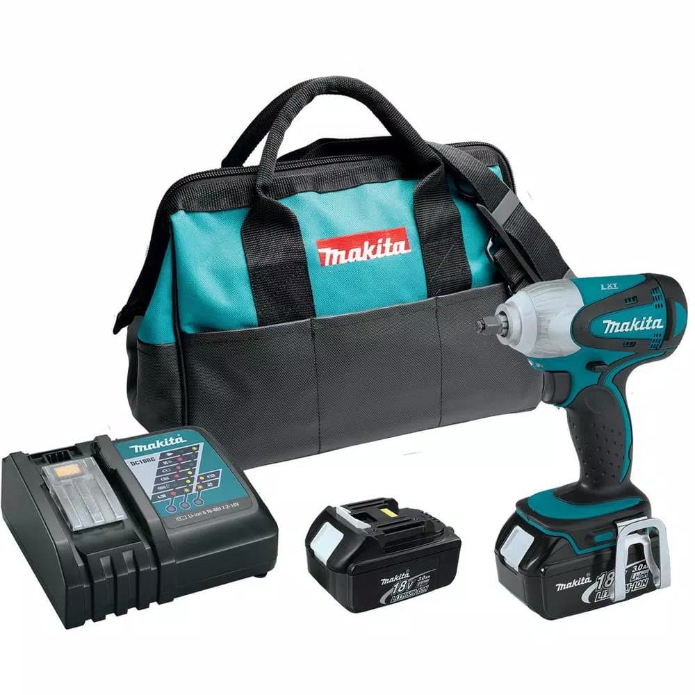 Makita 18V LXT Cordless 3/8 in. Square Drive Impact Wrench Kit with (2) 3.0Ah Batteries, Charger, and Bag