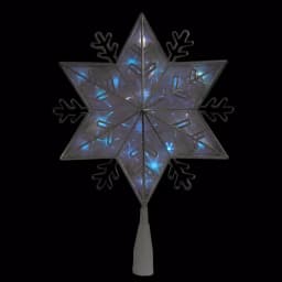 Northlight 10 in. Silver 8-Point Snowflake Christmas Tree Topper with Blue Lights thumbnail 2