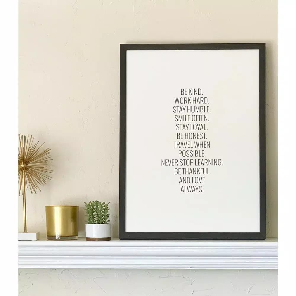 Petal Lane Home Be Kind Work Hard Magnetic Memo Board with Ebony Frame