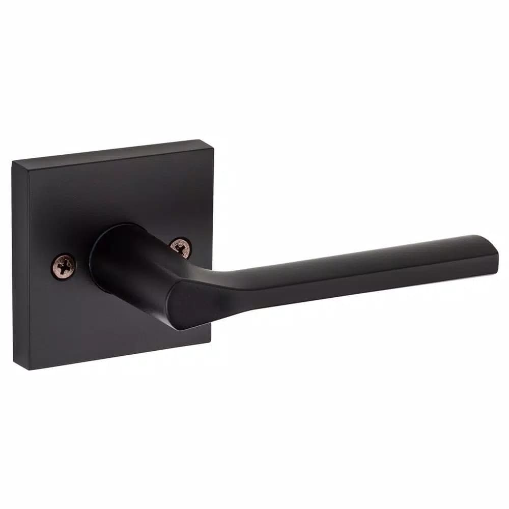 Kwikset Lisbon Square Matte Black Interior Passage Door Lever