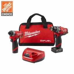 Milwaukee M12 FUEL 12V Brushless Cordless Hammer Drill and Impact Driver Combo Kit with 2 Batteries & Bag thumbnail 1