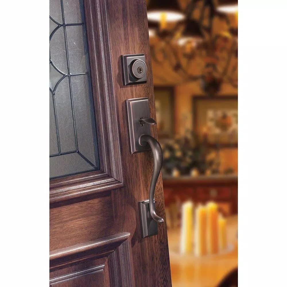 Kwikset Hawthorne Venetian Bronze Single Cylinder Handleset with Juno Knob and SmartKey Security
