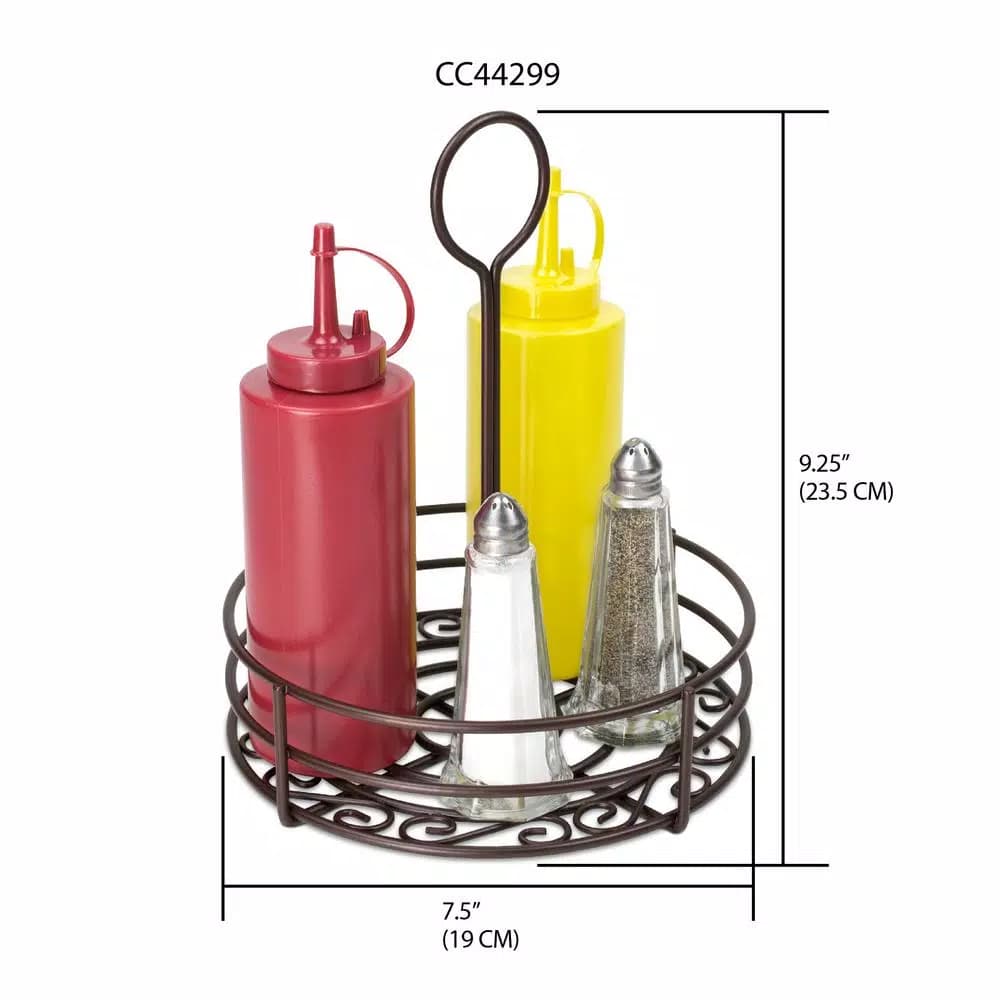 Home Basics Bronze Coated Steel Condiment Caddy Organizer, 7.37 in x 7.37 in