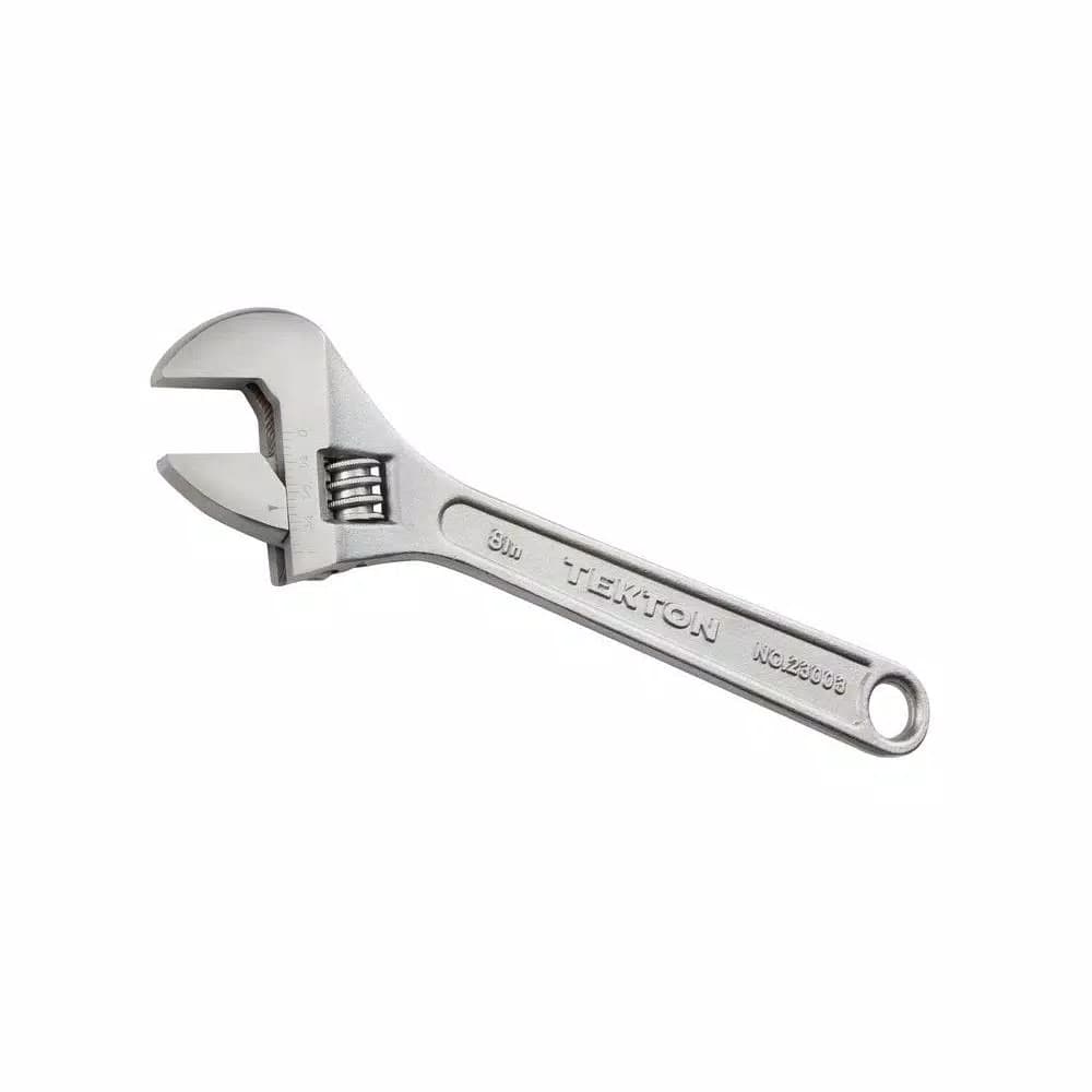 TEKTON 8 in. Adjustable Wrench with Satin Chrome Finish