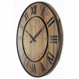 Infinity Instruments Wine Barrel 24 in. Wood and Steel Round Wall Clock thumbnail 5