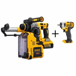 DEWALT 20V MAX XR 1 in. SDS Plus Brushless Rotary Hammer Kit with Dust Extractor, (2) 5 Ah Batteries & 3/8 in. Impact Wrench thumbnail 1