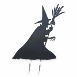 Gerson 78 in. Metal Halloween Witch Silhouette Yard Decoration with Broom, Black thumbnail 1