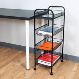 Mind Reader 4-Shelf Rolling Black Metal Mesh Storage Cart thumbnail 7