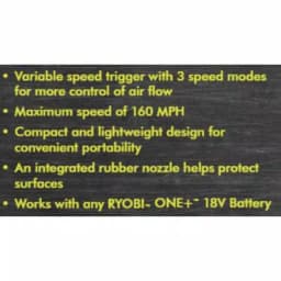RYOBI 18V ONE+ Cordless Compact Workshop Blower Kit with 2.0 Ah Battery and Charger thumbnail 10