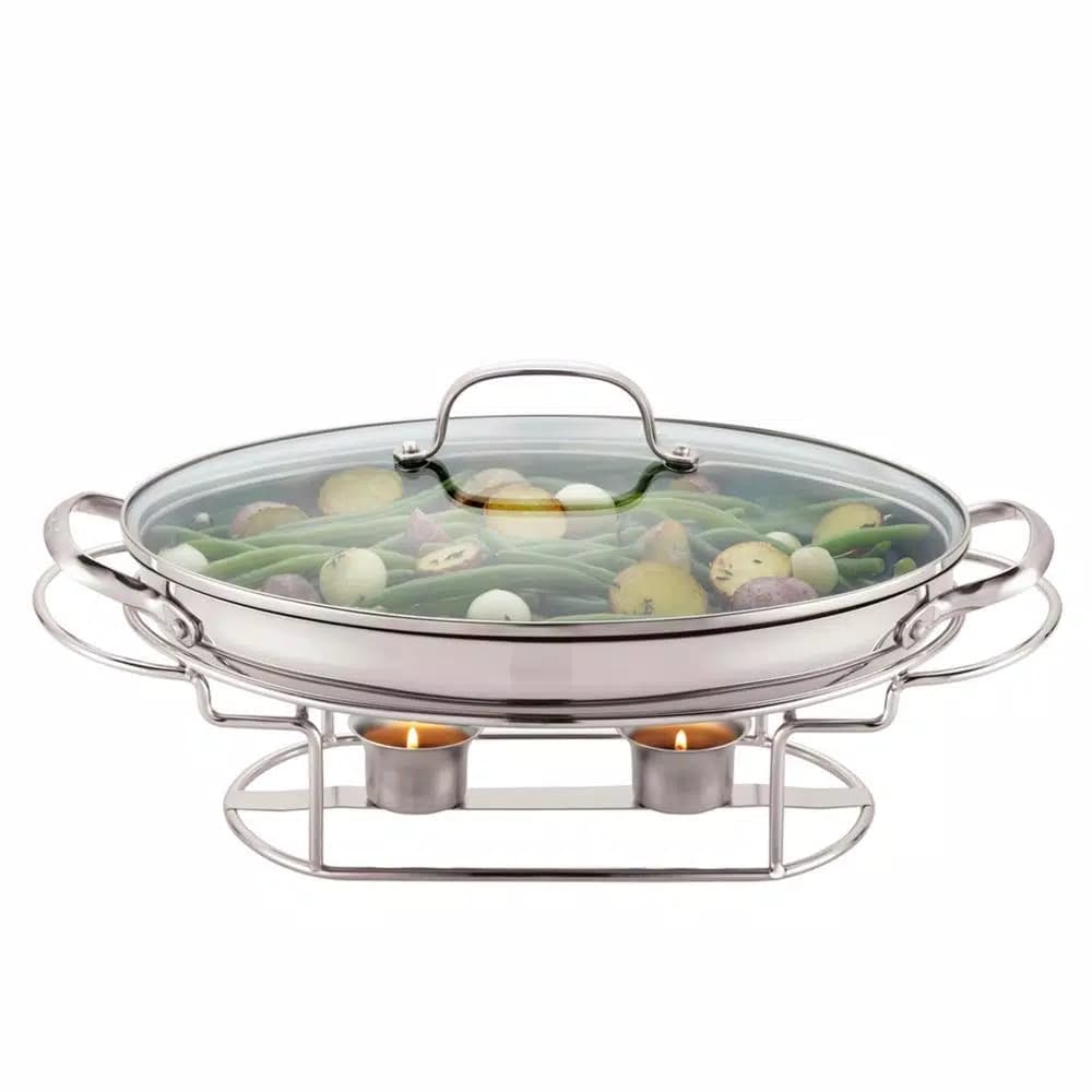 Cuisinart 13.5 in. Stainless Steel Oval Buffet Server, 2.5 Qt. Chafing Dish