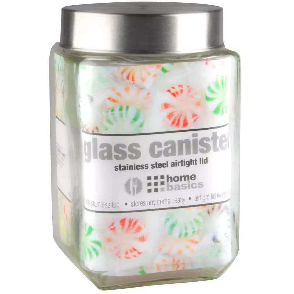 Home Basics 56 oz. Glass Kitchen Canister with Stainless Steel Airtight Twist Top Lid