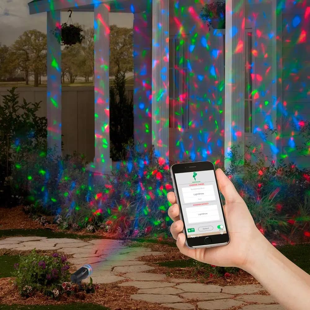 LightShow AppLights Kaleidoscope LED Projection Spot Light - RGB Multi-Color Outdoor Projector
