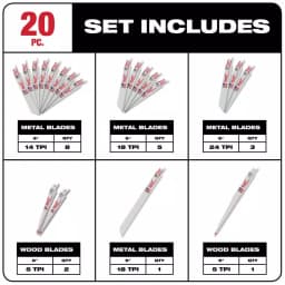 Milwaukee SAWZALL 20-Piece Bi-Metal Reciprocating Saw Blade Set for Wood and Metal thumbnail 2