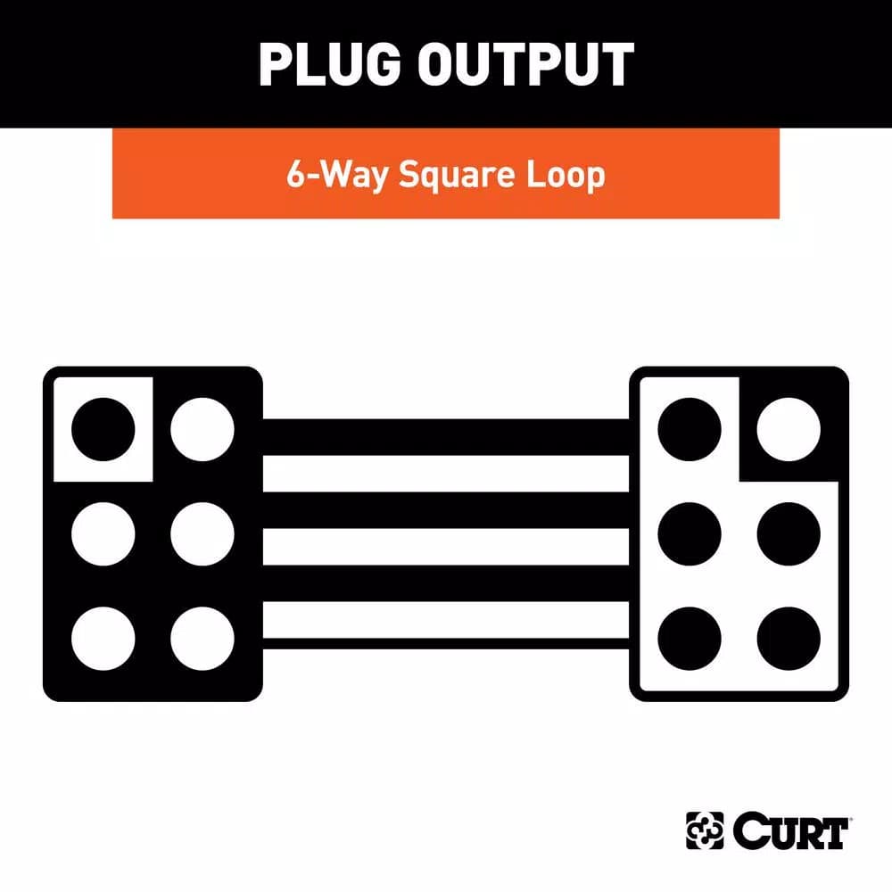 CURT 6-Way Square Trailer Connector Kit with 12" Color-Coded Wires