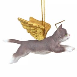 Design Toscano Honor the Feline Grey Tabby Angel Cat Christmas Ornament thumbnail 3