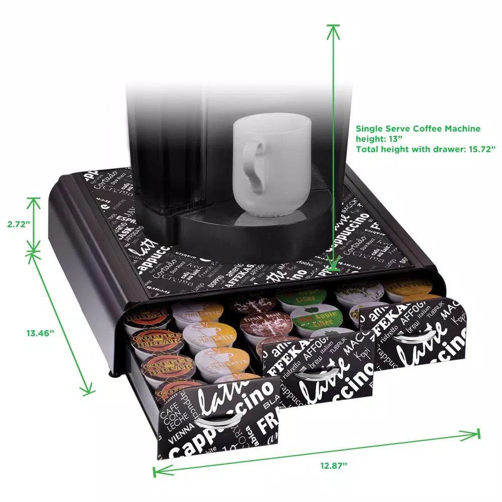Mind Reader Anchor 36-Capacity Black Coffee Pod Storage Drawer for K-Cup and Single Serve Machines