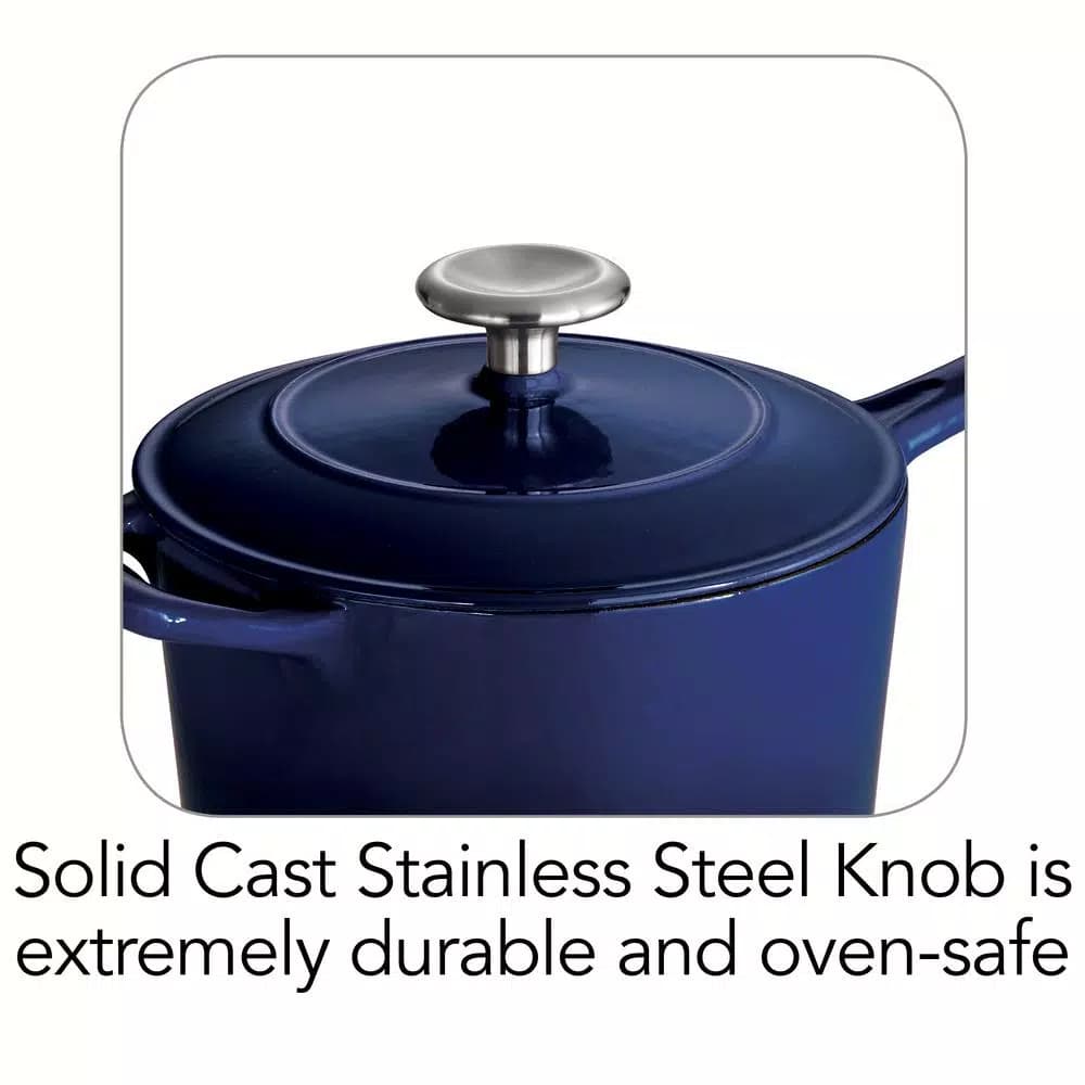 Tramontina 2.5 Qt. Enameled Cast Iron Sauce Pan with Lid, Gradated Cobalt Blue