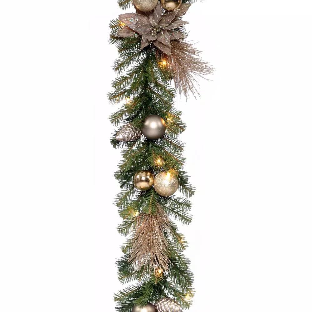 Unbranded 9 ft. Metallic Silver Decorative Garland with 35 Clear Lights