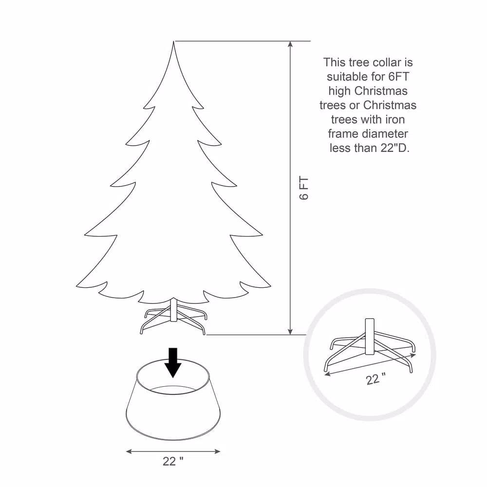 Glitzhome 21.65 in. Snowflake Diecut Metal Tree Collar with Light String