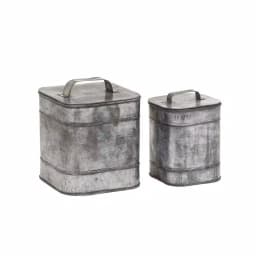 LITTON LANE Rustic Galvanized Iron Square Metal Storage Boxes with Lids, Set of 2 thumbnail 2