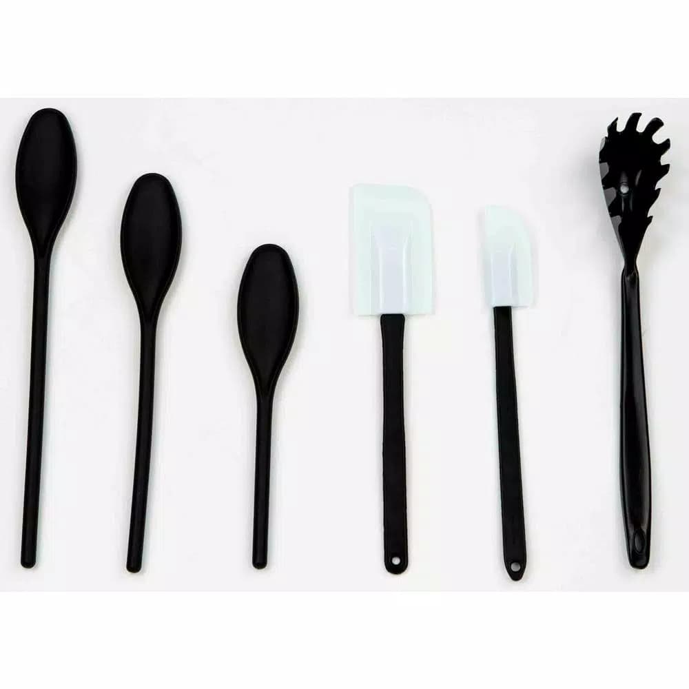 Home Basics 14-Piece Kitchen Tool Set with Revolving Storage Crock, Black