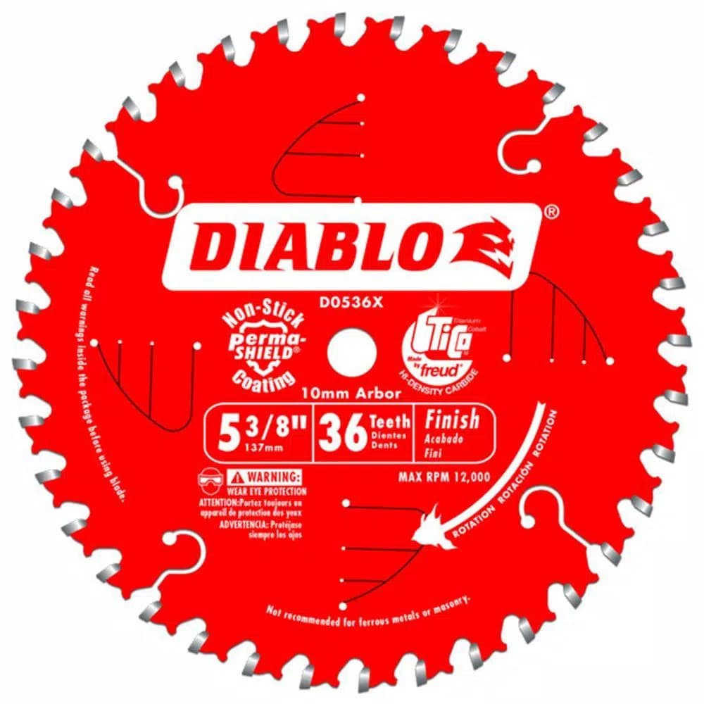 Diablo 5-3/8 in. 36-Tooth 10 mm Arbor Finish Trim Saw Blade for Cordless Saws