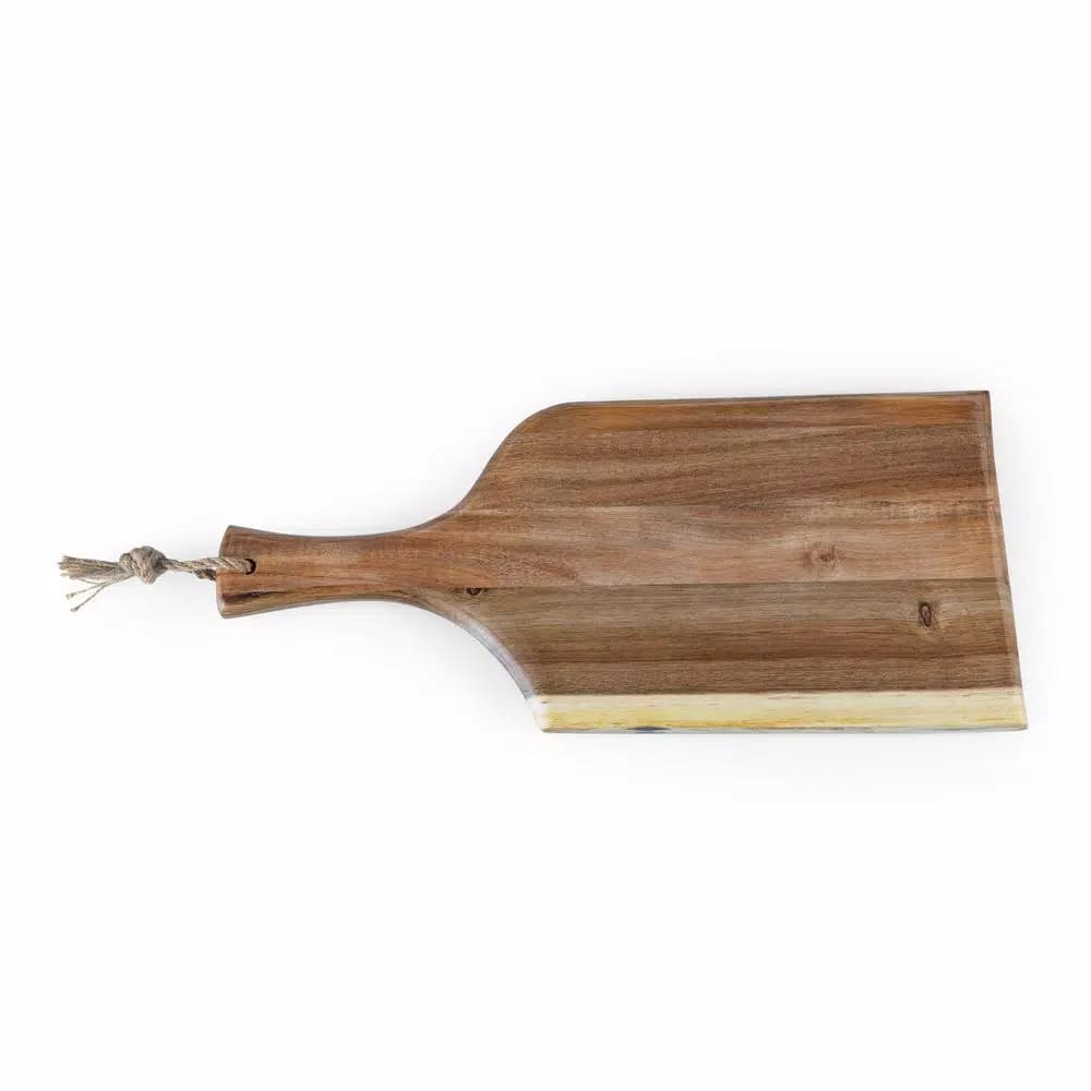 Picnic Time Artisan 18 in. Acacia Wood Serving Board with Live Edge and Hemp Rope Handle