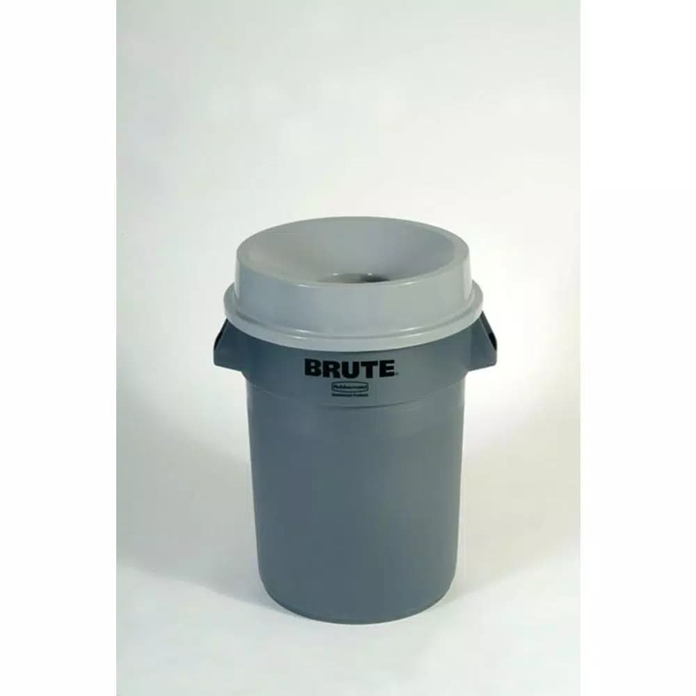 Rubbermaid Commercial Products Rubbermaid Brute 32 Gallon Grey Round Trash Can Funnel Top Lid