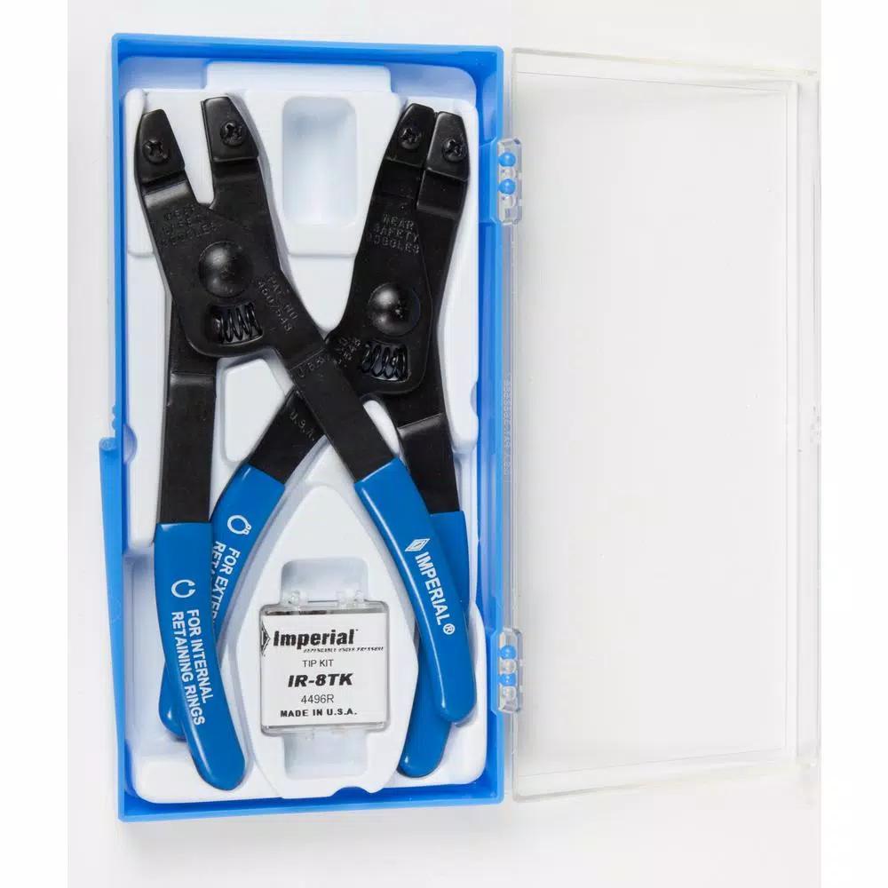 Imperial 18-Piece Retaining Ring Pliers Set with Replaceable Tips for 3/8 in. to 2 in. Rings