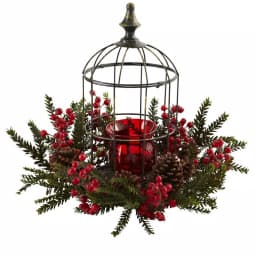 Nearly Natural Pine Berry Birdhouse Candelabrum Holiday Indoor Tabletop Decor thumbnail 1
