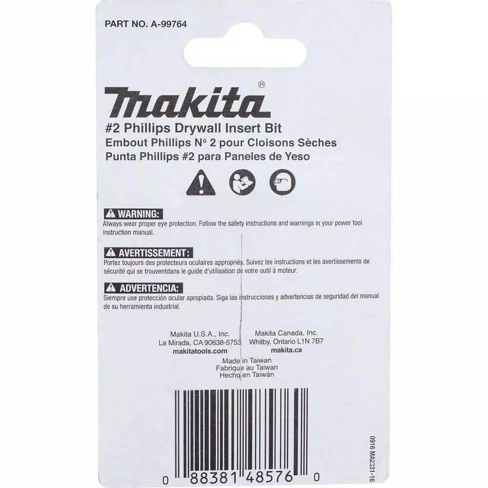 Makita ImpactX #2 Phillips 1 in. S2 Steel Impact Rated Drywall Insert Bits (25-Pack)