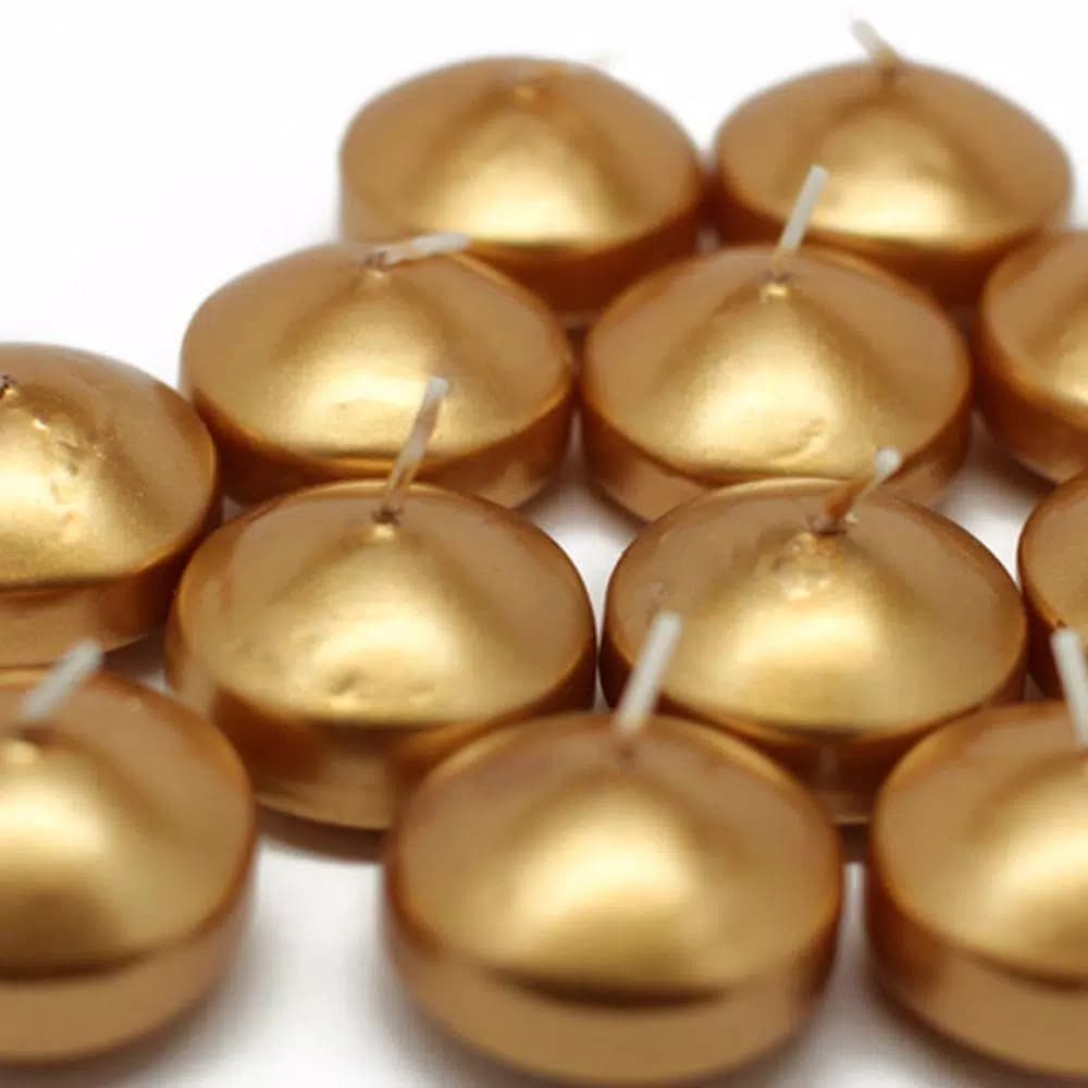 Zest Candle 1.75 in. Metallic Gold Floating Candles, 24 Count