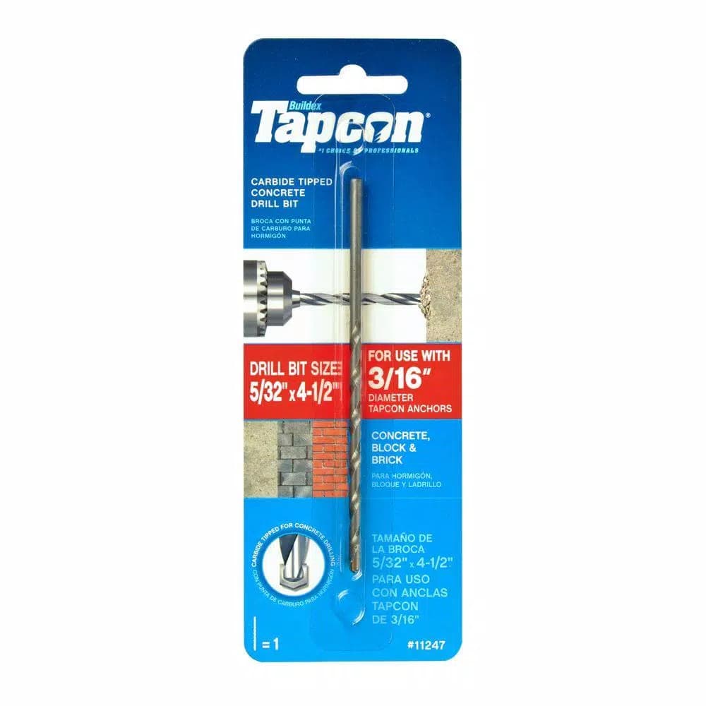 Tapcon 5/32 in. x 4-1/2 in. Steel Carbide Tip Masonry Drill Bit for Tapcon Anchors