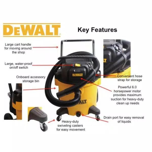 DEWALT 14 Gal. Poly Wet/Dry Vacuum, 6 Peak HP, 120V