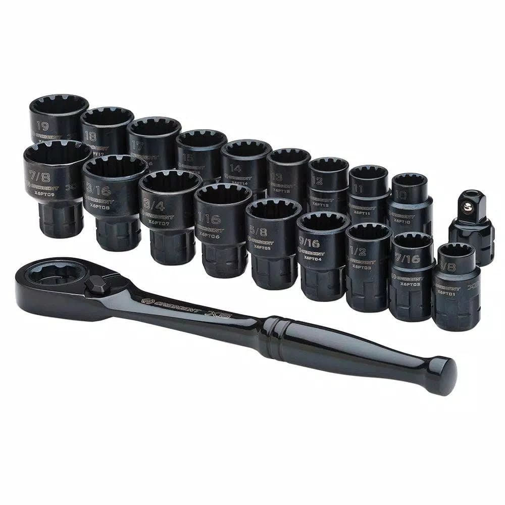 Crescent X6 3/8 in. Drive Pass-Thru Ratchet and Socket Set, 20-Piece