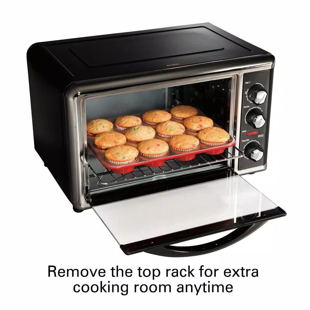 Hamilton Beach 1500-Watt 12-Slice Countertop Convection Toaster Oven with Rotisserie, Black