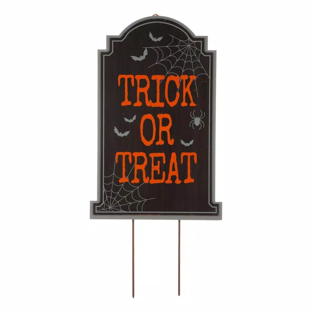 Glitzhome 29 in. Halloween Wooden Tombstone Yard Stake, Hanging, or Standing Decor