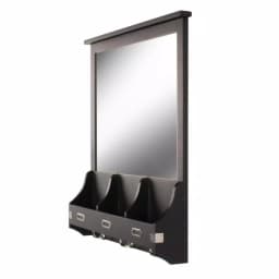 Kate and Laurel Stallard Black Multi-Function Wall Mirror Memo Board with Hooks and Pockets thumbnail 3