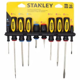 Stanley 10-Piece Screwdriver Set with Ergonomic Slip-Resistant Handles and Nickel-Plated Steel Bars thumbnail 3