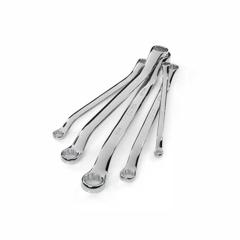 TEKTON 5-Piece 45° Offset Box End Wrench Set, SAE, with Roll-Up Pouch