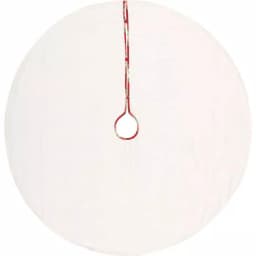 VHC Brands 55 in. Holiday Cherry Red Plaid Cotton Christmas Tree Skirt with Gold Embroidery thumbnail 2
