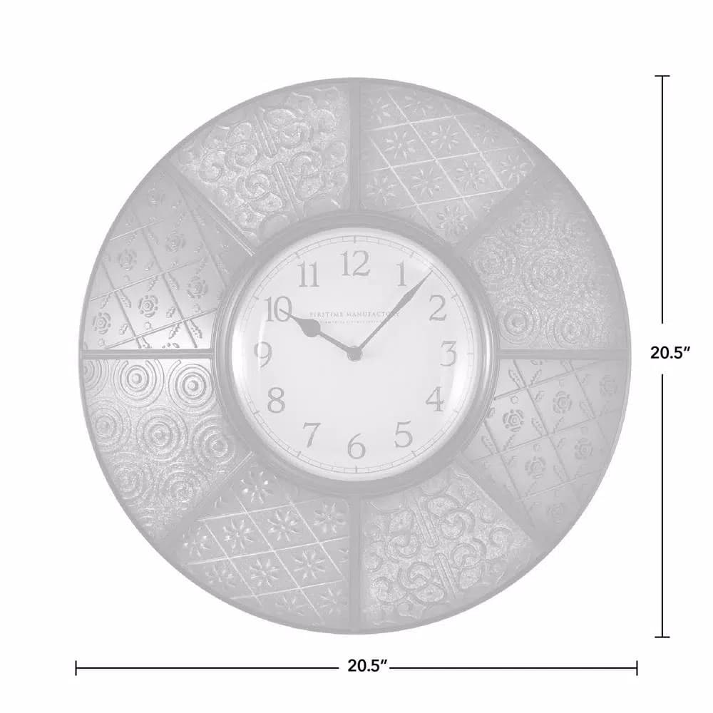 FirsTime 20.5 in. Round Patchwork Wall Clock, Multicolor Modern Quartz Movement