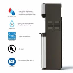 Brio Essential Tri-Temp Bottom-Load Water Cooler Dispenser - Black and Brushed Stainless Steel thumbnail 2