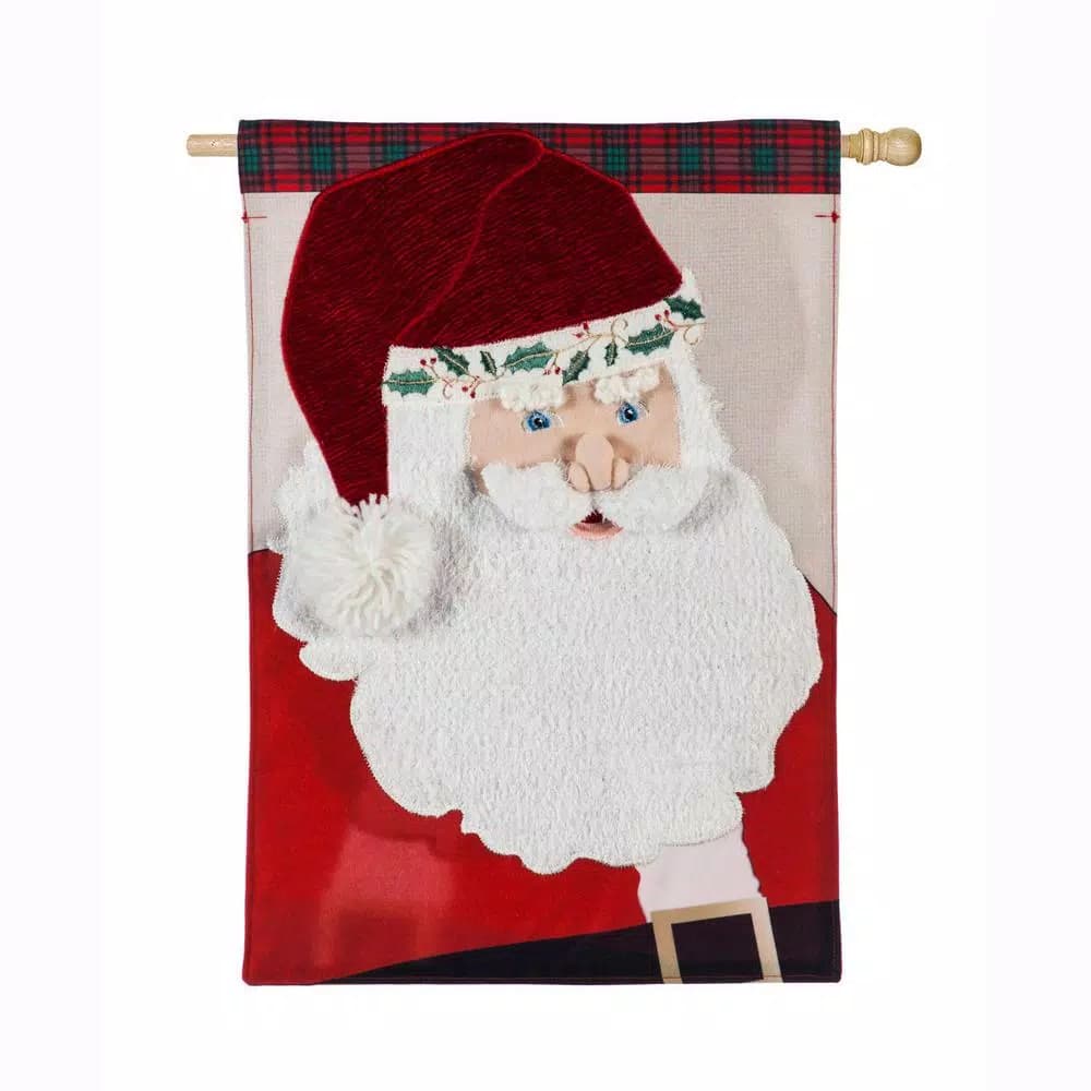 Evergreen 28 in. x 44 in. Santa Claus House Linen Christmas Flag, Double-Sided Indoor/Outdoor