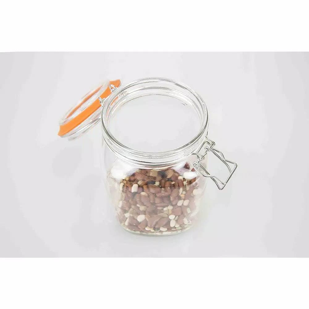 Home Basics 4-Piece Glass Kitchen Canister Set with Airtight Metal Clamp Flip Top Lids