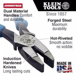Klein Tools 8 in. Journeyman High Leverage Side Cutting Pliers thumbnail 2