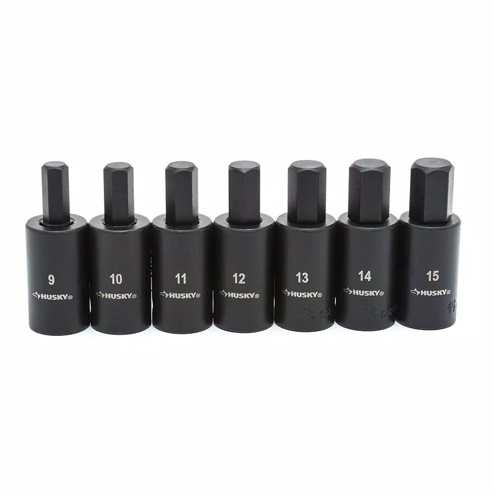 Husky 1/2 in. Drive Hex Bit Impact Socket Set, 14-Piece SAE/Metric